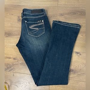 Seven7 Rocker Slim Y2K Boot Cut Flare Denim Jean Pants Embroidered Pockets 6